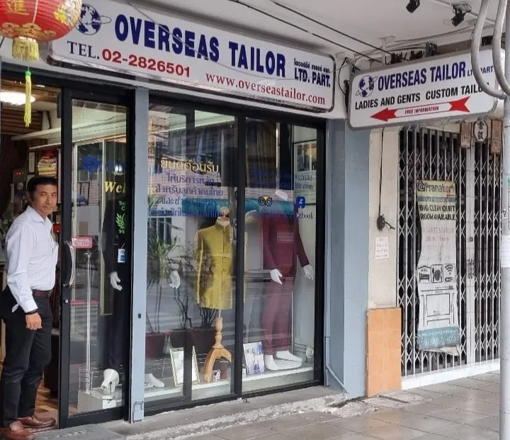 Overseas Tailor shop Khaosan-Samsen 1st Showroom bespoke tailor Bangkok custom clothing bangkok best tailor in bangkok custom tailor bangkok mens bespoke suits bangkok